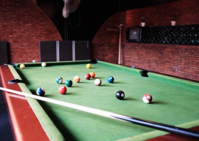Snooker ball on snooker table
